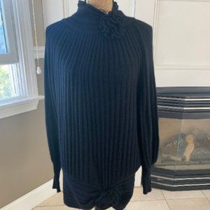 Vintage 1980’s Italian Wool Angora Blend Made In Italy Black Sweater Dress Med